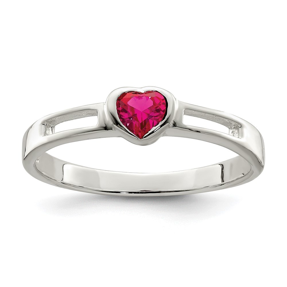 925 Sterling Silver Red CZ (Cubic Zirconia) Heart Ring